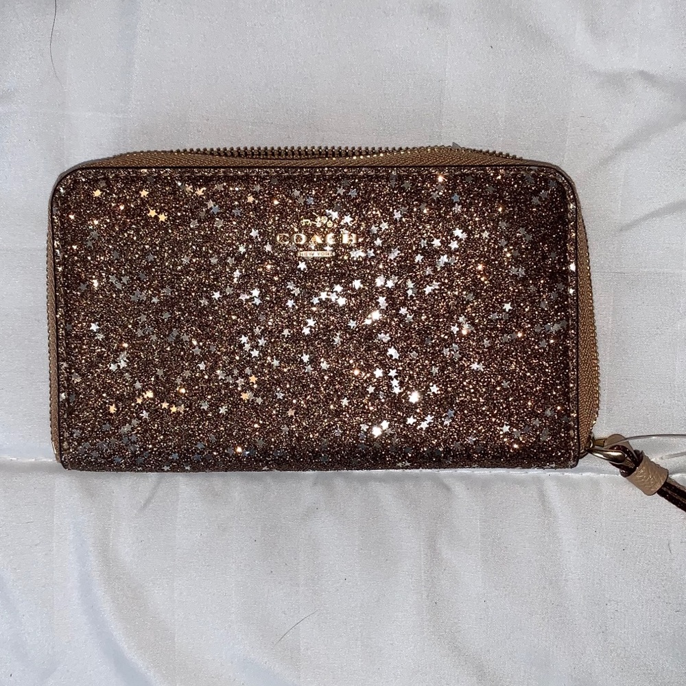 Coach star glitter wristlet